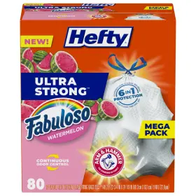 10013700888189 Hefty Ultra Strong 13 Gallon Trash Bags Tall Kitchen 80 Count Pack Of 1