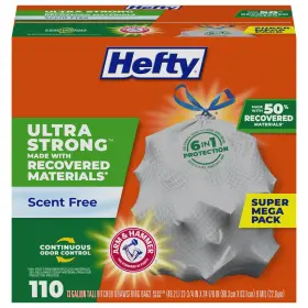 88694 Hefty Ultra Strong Made With 50% Recovered 110 Count Pack Of 1 Grey