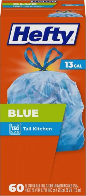 Cominhkg110679 Hefty Blue Trash Bags 13 Gallon 60 Count Pack Of 1