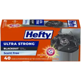 E84570 Hefty Ultra Strong Tall Kitchen Trash Bags Unscented 13 Gallon 80 Count