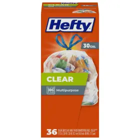 E85743 Hefty Clear Trash Bags 30 Gallon 36 Count Pack Of 1