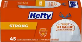 E86755 Hefty Strong Tall Kitchen Trash Bags Unscented 45 Count Pack Of 1 Clear