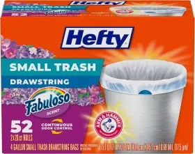 E88528 Hefty Small Trash Bags Fabuloso Scent 4 Gallon 52 Count Pack Of 1 White