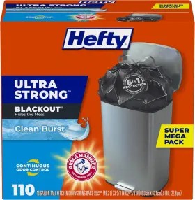 E88552 Hefty Ultra Strong 13 Gallon Trash Bags Black 110 Count Pack Of 1