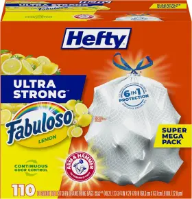 E88574 Hefty Ultra Strong Tall Kitchen Trash 110 Count Pack Of 1 Fabuloso Lemon