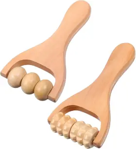 716170 Hekoujiub 2pcs Wooden Massage Roller Handheld Bead Tool For Legs Body Feet Wood