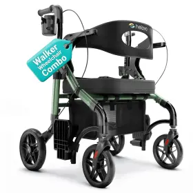 H1170 Helavo Senior Mobility Walker Wheelchair Combo - 300lb Capacity Green