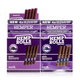 Hemper 810132910708 Mini Size Pre-rolled Hemp Rolls With Paper Tips - 4pk 12ct Display Hand-r