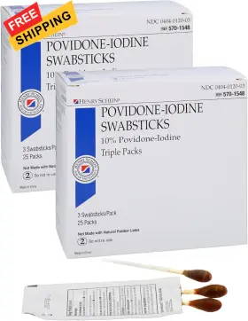 5701548 Henry Schein Prep Povidone-iodine Swabsticks 3s Individually 50 Count Pack Of 2 White