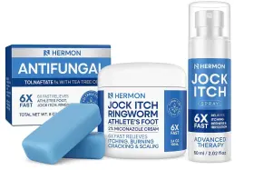 Hermon 810196992610 Antifungal Jock Itch Treatment Set Soap Cream And White