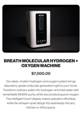 Hsp001 Hlth Breathe Hydrogen Oxygen Machine