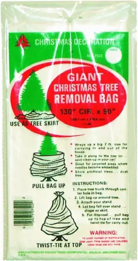 7522 Holiday Trims Tree Removal Bag 1 144 Inch Circumference X 90 Tall 0.75 Mil White