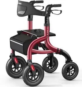 Skfrw01-rd Holyheal Walkers For Seniors Rollator 350lb Height Adjustable Burgundy Foldable