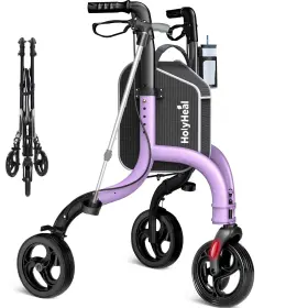 Skrw01-pp Holyheal 3 Wheel Walker Lightweight Foldable Height Adjustable Purple Walkers