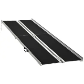 Us713-0250131 Homcom Wheelchair Ramp 10ft Folding Aluminum Threshold With Non-slip Su