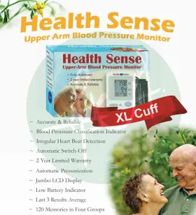 Home Aide 891237001744 Health Sense Upper Arm Blood Pressure Monitor