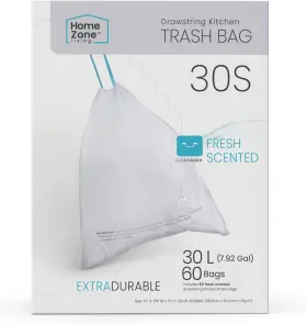 Va42184a Home Zone Living 8 Gallon Kitchen Trash Bags With Drawstring