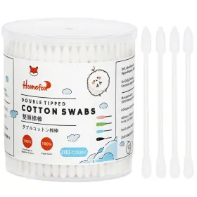 Hmf-200-pr-wht Homefox 200 Count Precision Pointed Cotton Swabs Double-wrap Paper Sticks Soft Lint-free