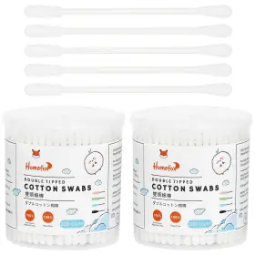 Hmf-cs-400-sr-wht Homefox 400 Count Spiral Slim Organic Cotton Swabs Double-wrap Paper Sticks White Soft
