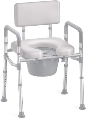 C9-gr Homland Bedside Commode 350 Lb Capacity Padded Seat Backrest Aluminum Gray
