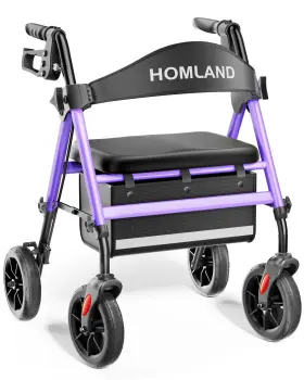 Homland R11-pu Walker Foldable Lightweight Aluminum 8 Wheels Adjustable Purple Rollator