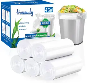Hommaly 742089204336 4 Gallon Trash Can Liners 250 1 Count Pack Of Clear 4gallon