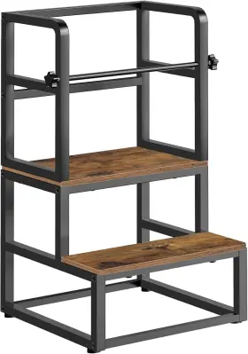 Bf02jd01 Hoobro Toddler Step Stool Kids Standing Tower Black Rustic Brown