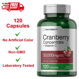 Cl4073 Horb Ach Cranberry Concentrate Extract Pills Vitamin C 30 000mg 120 Capsules Non-gmo