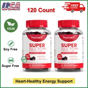 28448 Humann Superbeets Heart Pomegranate Berry Gummies Beetroot And Grape Seed Extract 120ct