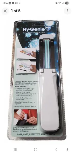 Hy-genie 789683071001 Uv-c Portable Sanitizer-new In Package Charges With 4 Aaa Batteries Or Usb