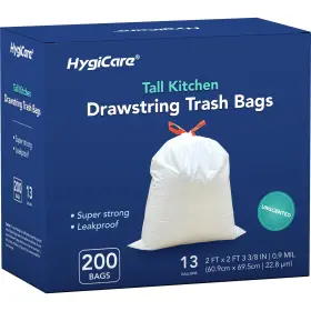 Hc2029 Hygicare 13 Gallon Tall Kichen Trash Bags 200 Count Pack Of 1 White