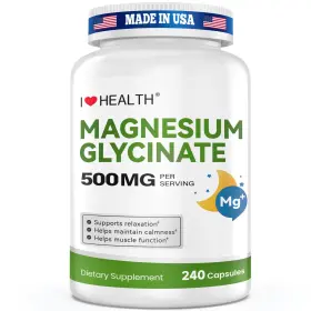 379000152 I Love Health Magnesium Glycinate 500mg 240 Capsules High Absorption Supplement Usa Relaxation