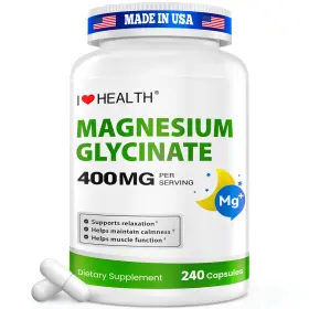 379000159 I Love Health Magnesium Glycinate 400mg 240 Capsules High Absorption Supplement Relaxation