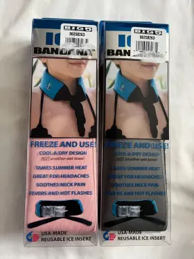 Icy Cools 645350560097 2 Ice Bandana Tie Neck Cooler Refreezable Pink And Gray Nib Free Ship