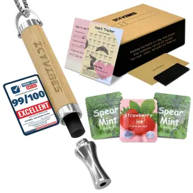 Icyvibes 199874651842 Premium Flavored Wooden Oral Inhaler 1 Device 15 Filters Light Wood