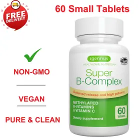 Igennus Healthcare Nutrition 060083070555 Super B-complex Methylated Sustained Release Clean Label B Complex With Methylfola
