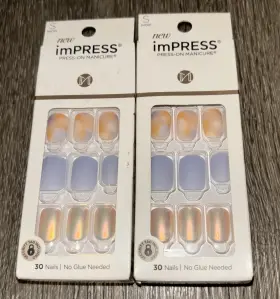 Impress 731509903454 Kiss No Glue Mani Press-on Nails Genuine #90345 Metallic Frosted Tye