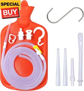Inc 313057450460 Enema Bag 2l Home Kit With 6.5ft Long Silicone Hose Tips Controlab
