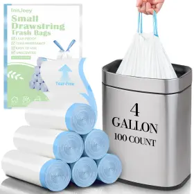 Iz2822 Innjoey 100 Count Small Trash Bags For 4-gallon 1 Pack Of White-4gallons