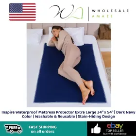 Corre-ttore-02 Inspire Waterproof Mattress Protector Extra Large 34ftft X 54ftft Dark Navy Color