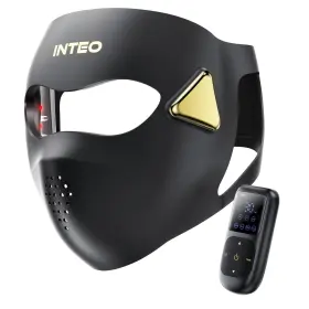Inteo 850070711562 Red Light Therapy Mask 4 Color Modes 4000mah Rechargeable Black Gold Led Face