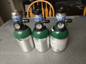 Hf2pcl6 Invacare Lot Of 3 Homefill Oxygen Tank O2 Conserving Regulator - Empty