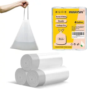 Drstrb54 Inwaysin Small Trash Bags 4 Gallon Drawstring Bag Extra Clear