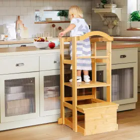 Etdz01 Ipow Learning Stool Toddler Tower Adjustable Height Kids Step Natural