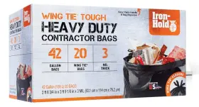 1416605 Iron-hold Contractor Trash Bags - 42 Gallon 20 1 Count Pack Of Black