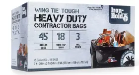 1416608 Iron-hold Contractor Trash Bags - 45 Gallon 18 1 Count Pack Of Black