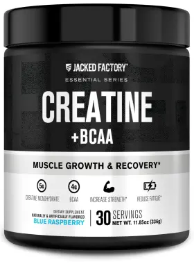 Jacked Factory 672691005499 Creatine Monohydrate Bcaa Powder 30 Servings Blue Raspberry Bcaas