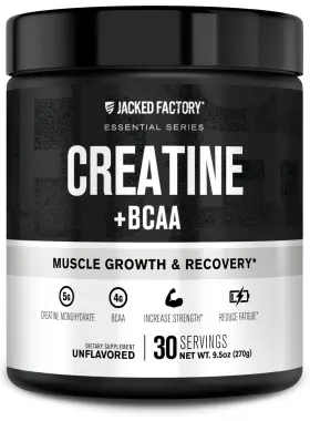 Jacked Factory 672691005505 Creatine Bcaas Powder 30 Servings Unflavored Monohydrate Lean