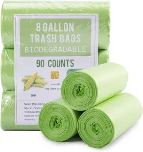 Jaoul 778112751492 Biodegradable Medium Trash Bags 8 Gallon 0.67 30 Count Pack Of 3 Green