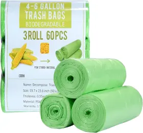Jaoul 791342876230 Small Trash Bags Biodegradable 4 Gallon 20 Count Pack Of 3 Green